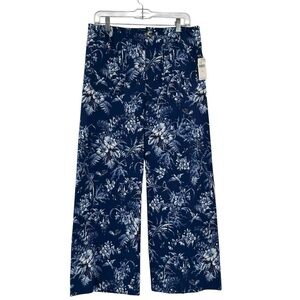 NEW Anthropologie Colette Wide Leg Blue Print Whimsical Forest Butterfly Bugs 32